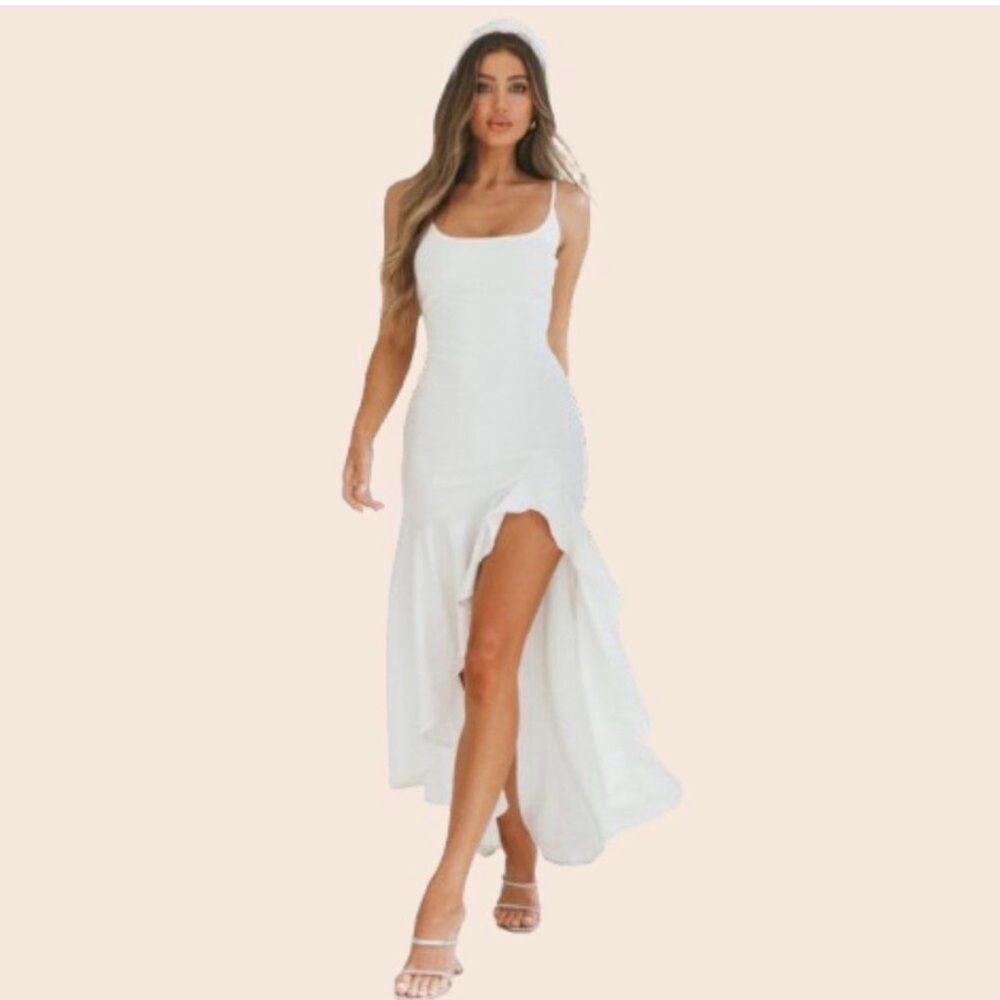Selfie Leslie Asymmetrical Hemline Dress White Size Small